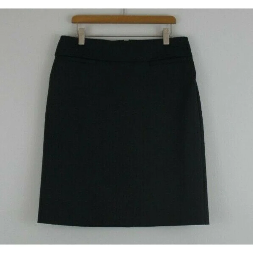 Tory Burch Navy Blue Short Skirt Sz S Gold Zipper Fold Over Front Waist #924